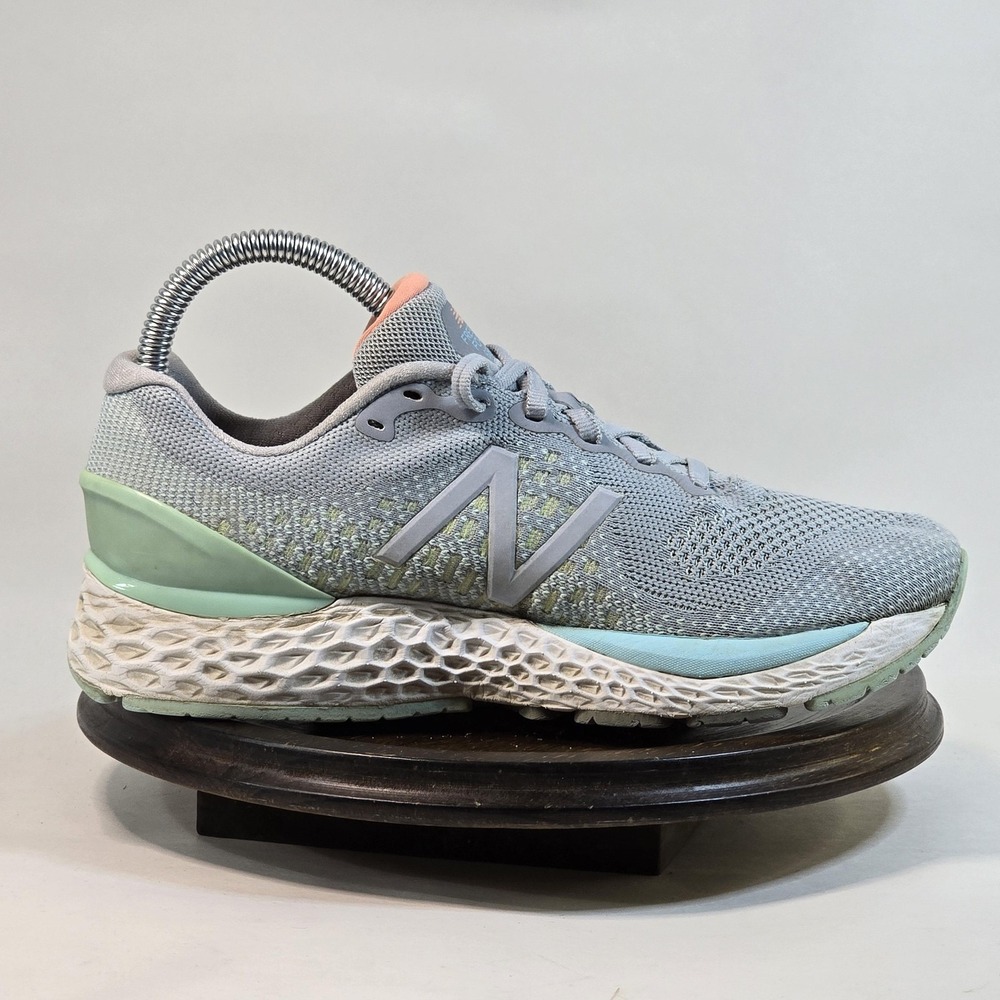 New Balance Women's Light Blue and Mint Athletic Running Shoes with Coral Tongue - Picture 7 of 11